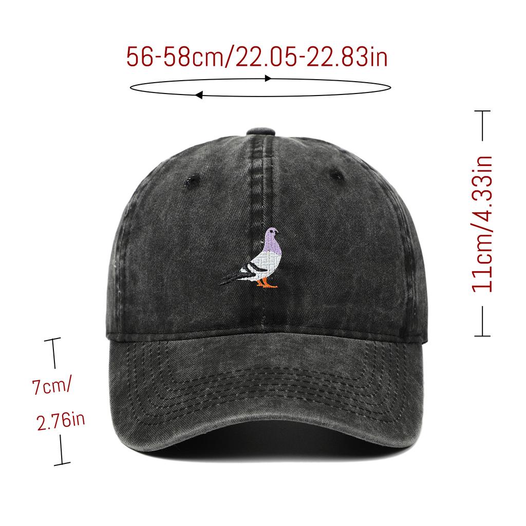 2024 Spring New Pigeon Embroidery Washed Sunscreen Sun Cap Men's and Women's Outdoor Sports Fishing Shade Baseball Cap
