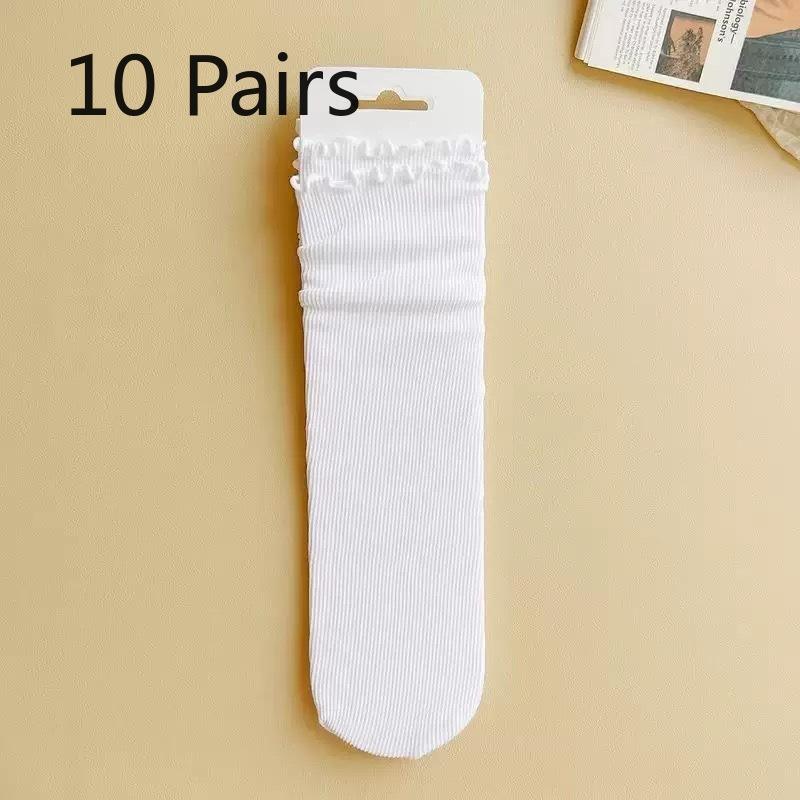 10 Pairs of Girls Summer Lovely Fungus Lace In The Tube Pile Ice Ice Socks