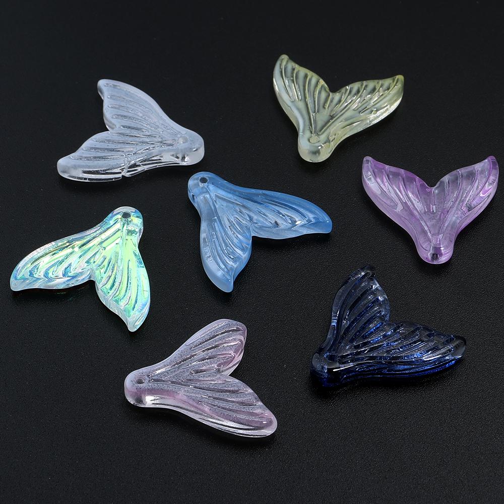 30pcs 20x19.5mm Colorful Mermaid Tail Beads Pendant Loose Lampwork Charms For Jewelry Making DIY Earring Phone Chain Accessories