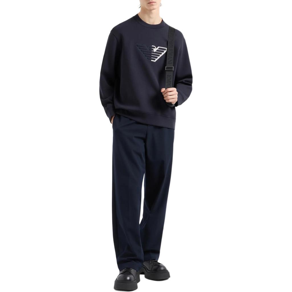 EMPORIO ARMANI Double jersey Sweatshirt With Embossed Oversized Eagle On A Chevron Background 6D1M76-1JHSZ-0920