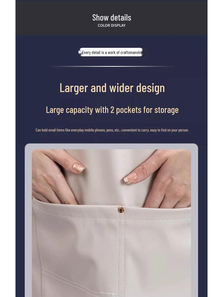 Fashionable PU Waterproof Kitchen Apron, Oil-Proof Waist Design for Men & Women, Ideal for Catering & Milk Tea Shops