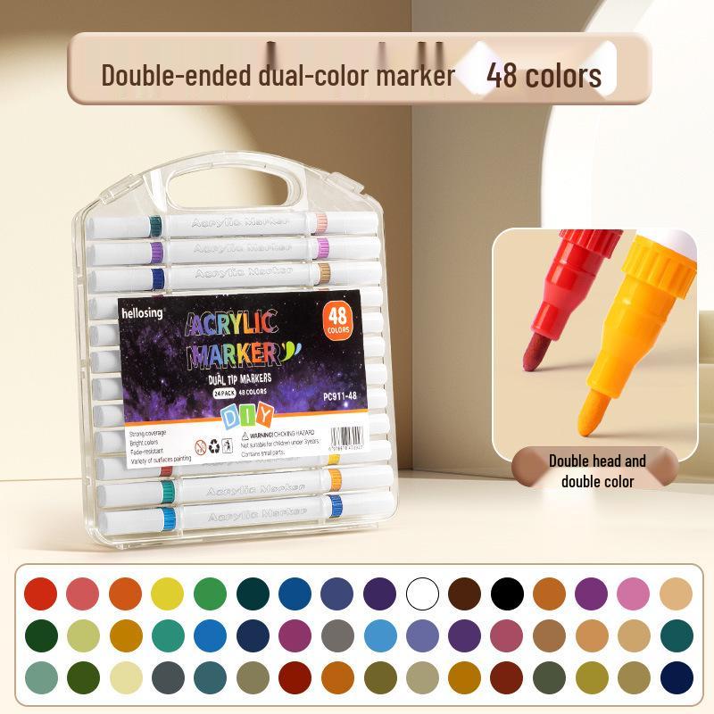 Acrylic Double-Ended Washable Marker Pens for Kids: Non-Bleeding, Layerable, Watercolor and Colored Options
