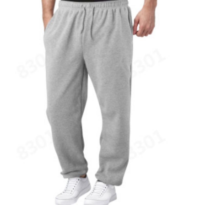 

Spring Autumn Elastic Waist Loose Casual Sweatpants Male Solid All-match Sports Pants Straight Trousers Men S серый