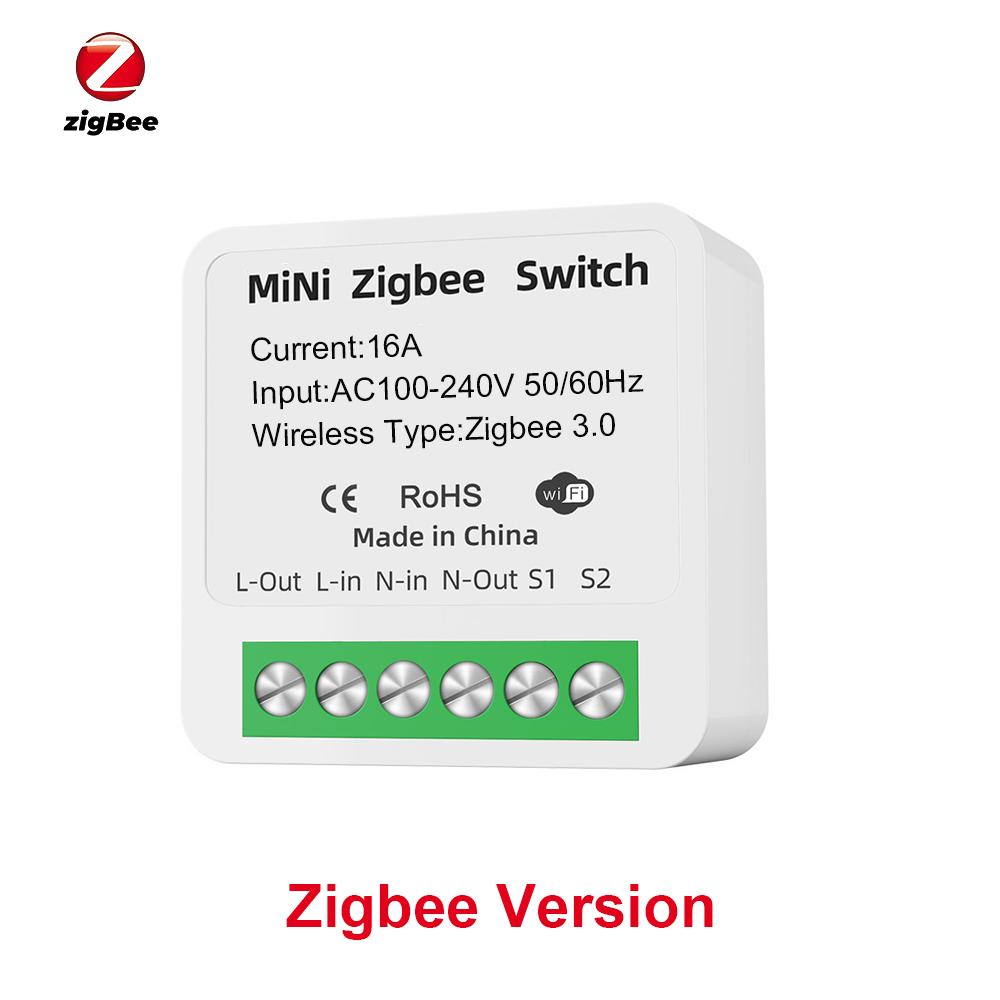Tuya Smart Mini Switch WiFi/Zigbee Version Power Monitor 2-Way Home DIY APP Remote Timing Control Support Alexa Google Assistant