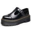 Thick-soled T-word with Mary Jane Women's Shoes, Genuine Leather Low-top Small Leather Shoes, British Style Fashion Student Muffin Bottom