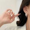 Yousheng 1 Pair C-Shaped Earrings for Women, Micro-Paved Cubic Zirconia Dragonfly Design Hoop Earrings with Imitation Pearl, Slimming Face Jewelry for
