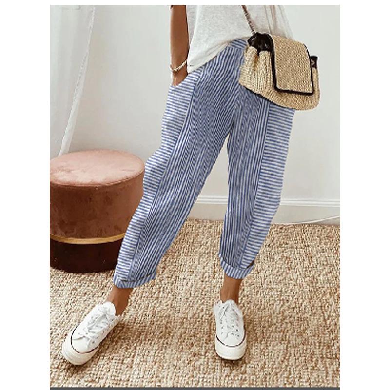 

Women s Casual Loose Patchwork Stripe Pants XL