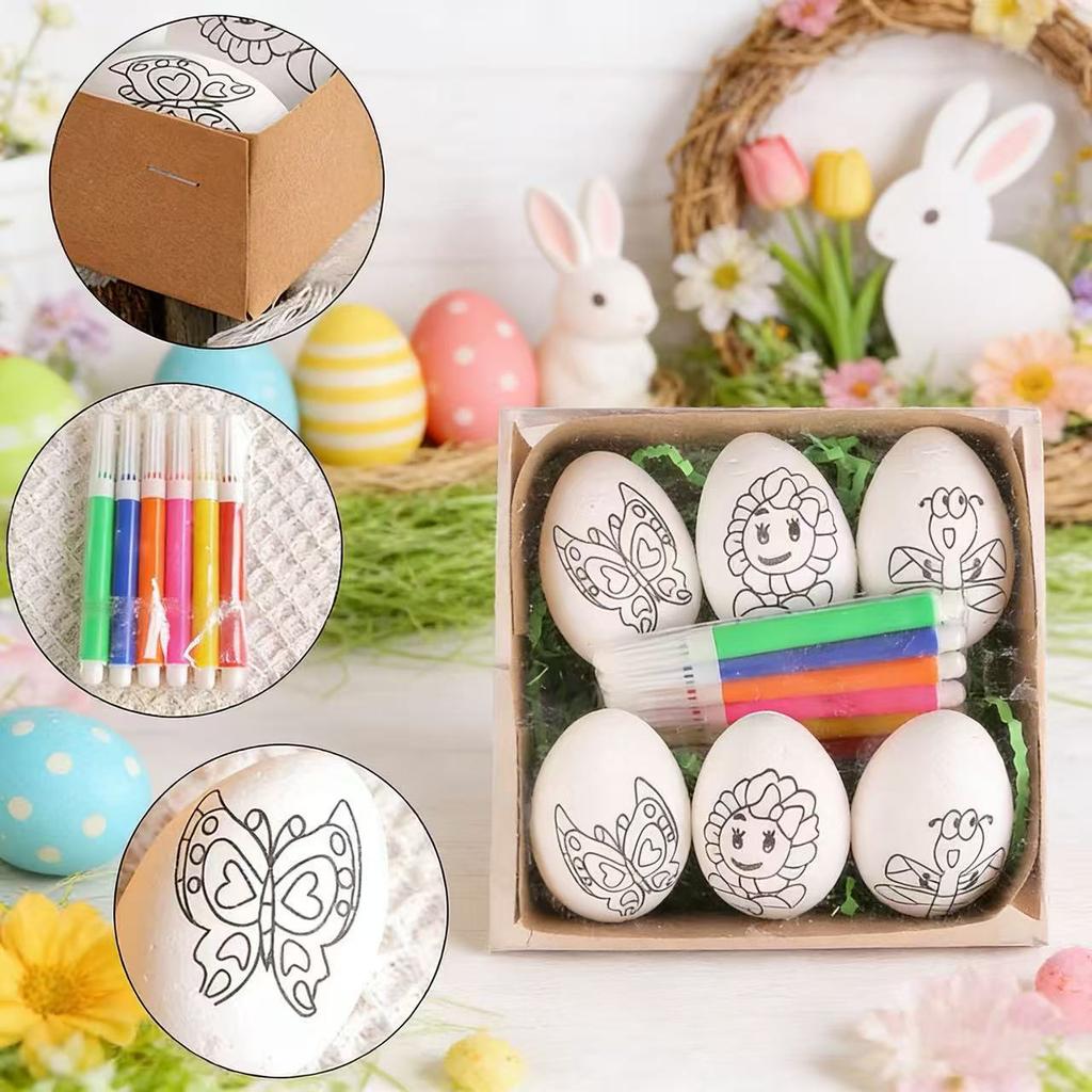 Easter Egg Decorating Kit for Kids DIY Hand Painted Cartoon Bunny Eggs Creative Home Easter Crafts Gift Set