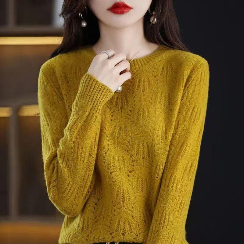 Women's Spring/Fall Korean-Style Round-Neck Sweater: Loose-Fitting Knit Top for Layering