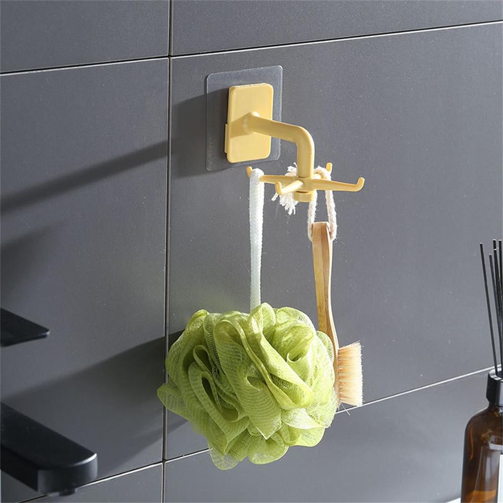 4-claw Wall Hooks Cooking Tool Spoon Storage Holder Self Adhesive 360° Swivel Multi-functional Kitchenware Hanger Bathroom
