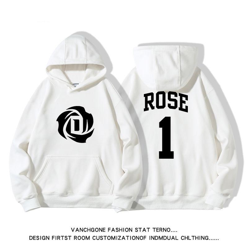 Neues Rose 3D-Druck Kapuzensweatshirt Bulls 1 Trikot Herren Damen Pullover Amerikanischer Herbst und Winter Baumwolle Locker Erwachsene Oberteile Jacke