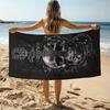 Skull Guitar Pattern Microfiber Beach Towel, Soft Absorbent Quick-Drying Sandproof for Swimming Camping
