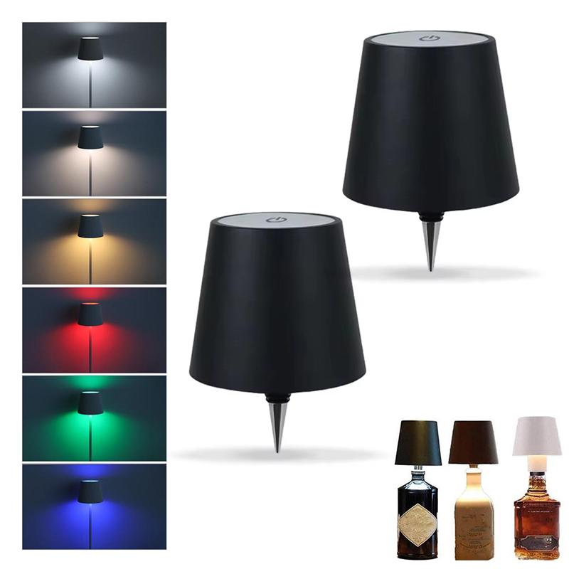 3PCS USB Charge Wireless Wine Bottle Lamp Portable Touch Table Lamp Touch Control of 3 Colors+RGB and Stepless Dimming Night Lamp For Bar Party Decor