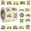 Autocollants Jaunes de Bus Scolaire Dessin Animé 100-500 pièces Cadeaux de Fête pour Enfants Étiquettes d'Emballage Papeterie Scrapbooking Récompenses