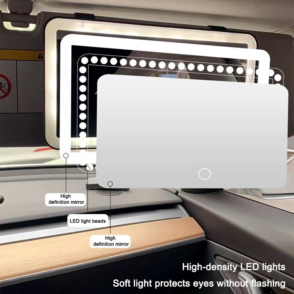 Car LED HD Mirror Makeup Mirror Three Gear Adjustment Sun Visor Plate Interior RearMirror Dimmable Auto Vanity Mirrors