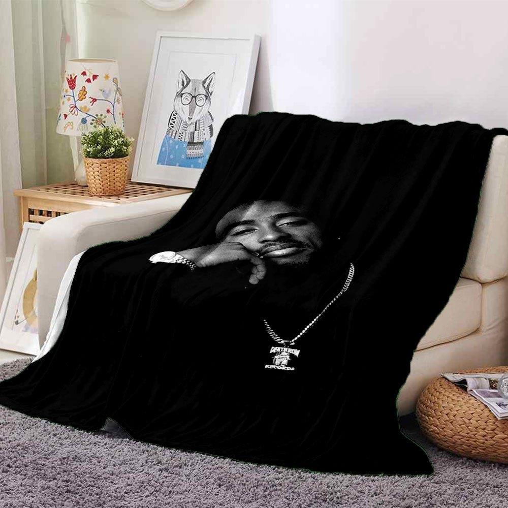 1pc 2PacHip Hop Blanket Soft Lightweight All Season Multi Purpose Throw for Sofa, Bed, Office & Picnics, French Style with Iconic Album Art & Quotes