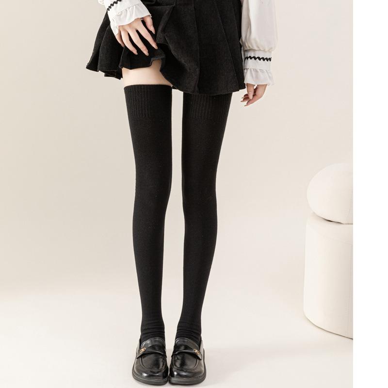 Knee Socks Women'S Autumn And Winter Extended Thigh Socks Micro-Pressure Calf Socks Solid Color Versatile Jk College Style Pure Cotton Socks Wholesale