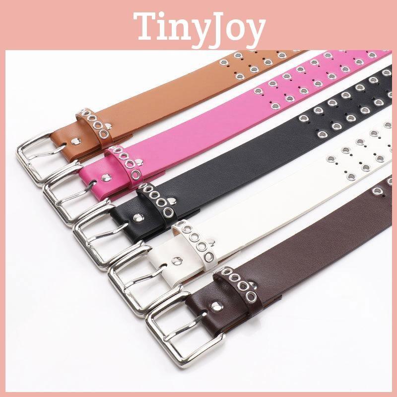 Women Metal Hollowed Leather Belt With Solid Color And Alloy Fashion Buckle