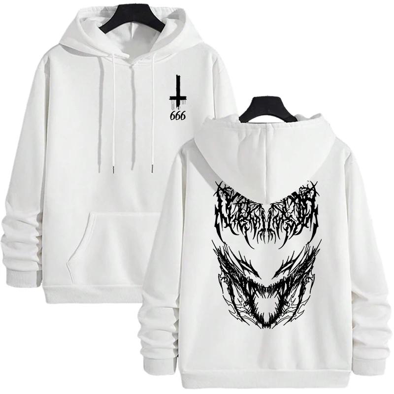 2025 Hot Sale Men's Hooded Sweatshirt Satan 666 Printed Hoodies Autumn Winter Daily Casual Sporty Outwear Male Urban Fashion Top