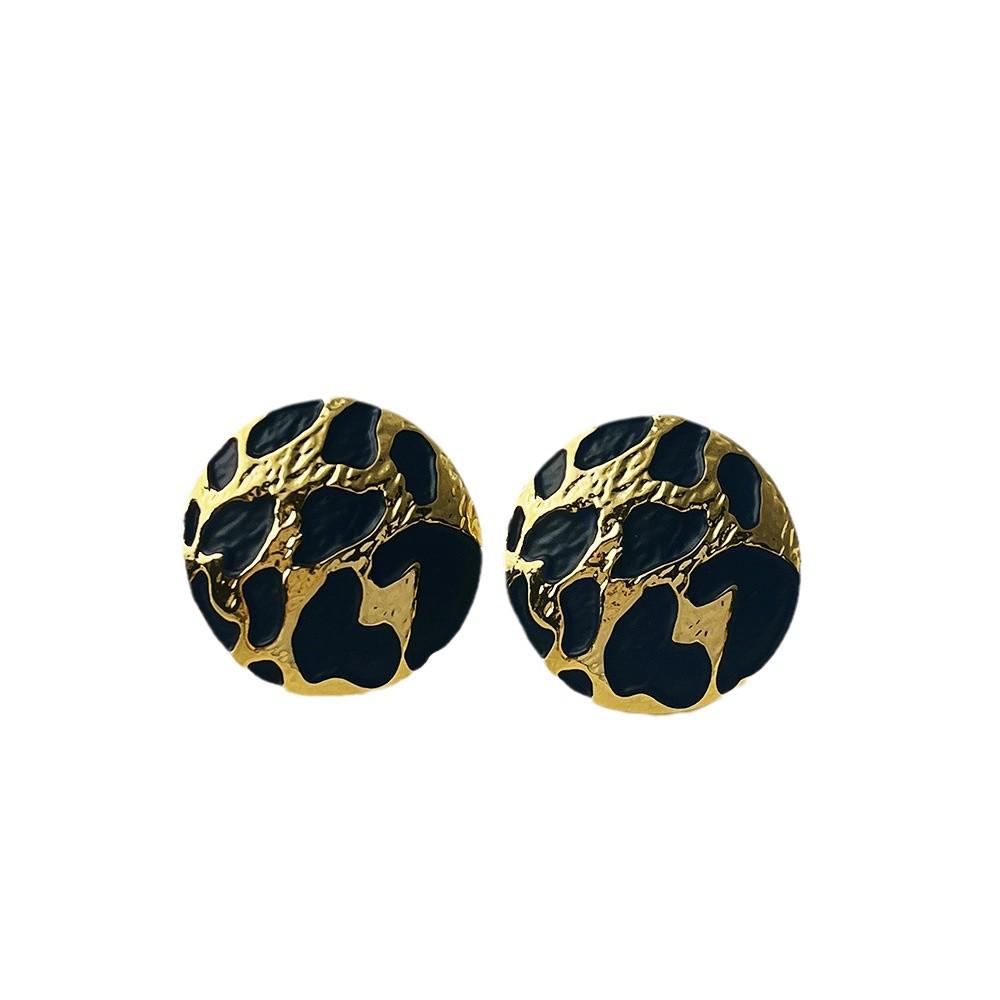 French Leopard Print Enamel Stud Earrings - High-End Autumn/Winter Luxury Design for Women