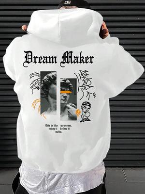 Fabricant de rêves Sculpture Courageuse Motif Vêtements Homme Capuches Créatives de Poche Hip Hop Streetwear Automne Polaire Décontracté Vêtements Masculins