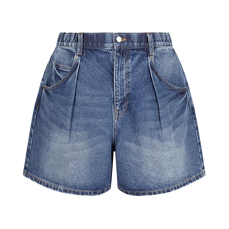 JNBY Women's 2025 Summer Loose Wide-Leg Denim Shorts