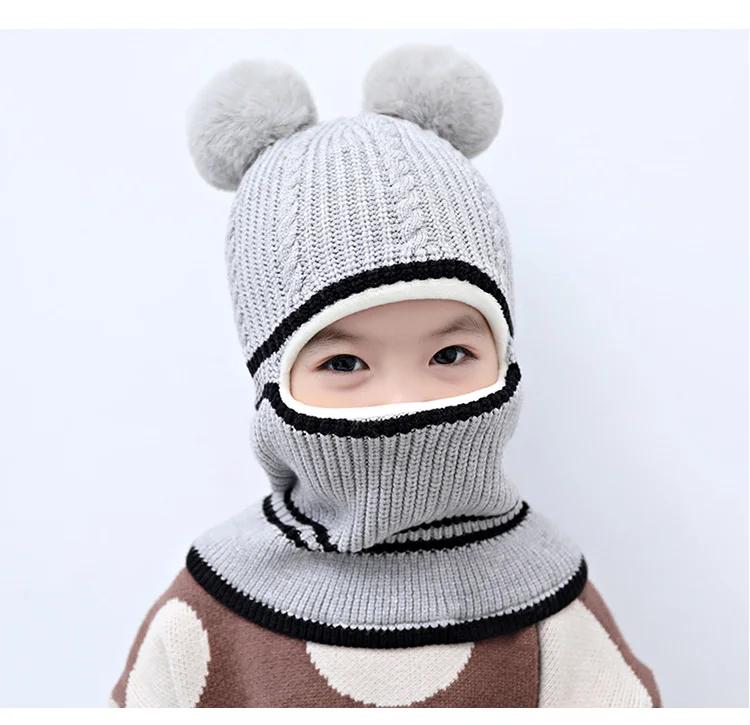 

Новая зимняя теплая милая вязаная шапка для девочки и мальчика grey