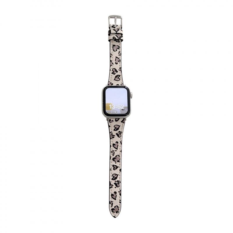 Leopard Print Leather Strap for Apple Watch 11 iWatch 10987E, Huawei FIT4, Xiaomi 9PRO