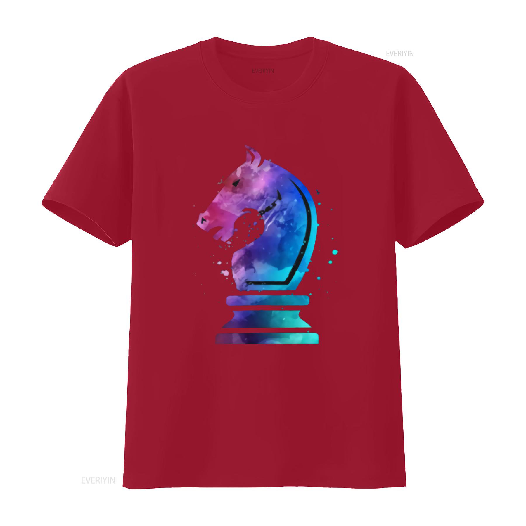 

Watercolor Chess Knight T Shirt for Players Unique Art Print Comfortable Fabric Perfect vintage Washed Slightly S