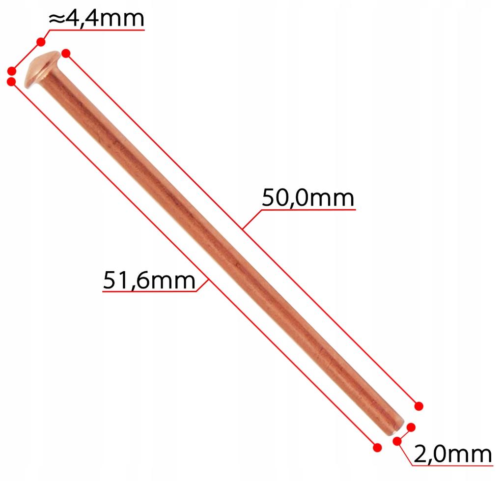 Nity miedziowane 2mm 100szt do spottera do naprawy karoserii samochodu