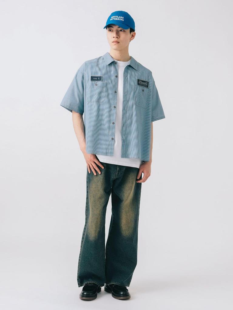 Beams Heart Men's GMS Mini Check Work Shirt, Blue, Size M, 42010069639