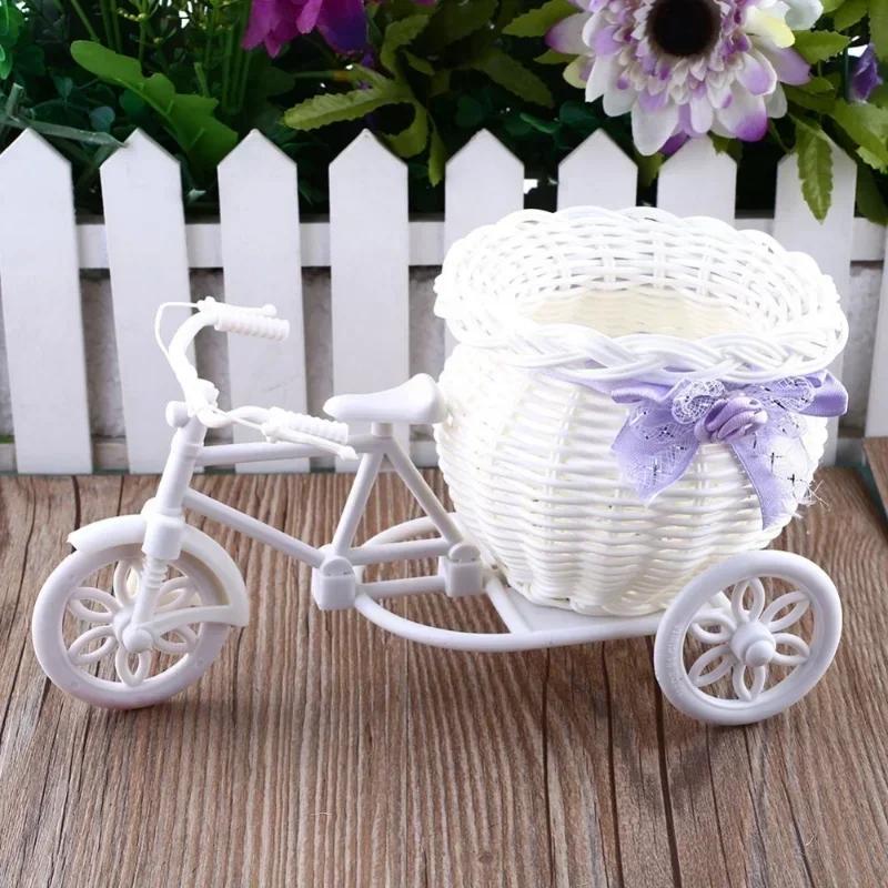 1 Pcs 23*12.5*9 Cm New Creative Bicycle Shape Rattan Flower Basket Crafts Home Living Room Decoration