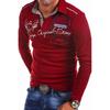 Herren Vintage Langarm Stehkragen Pullover Bedrucktes Langarmshirt