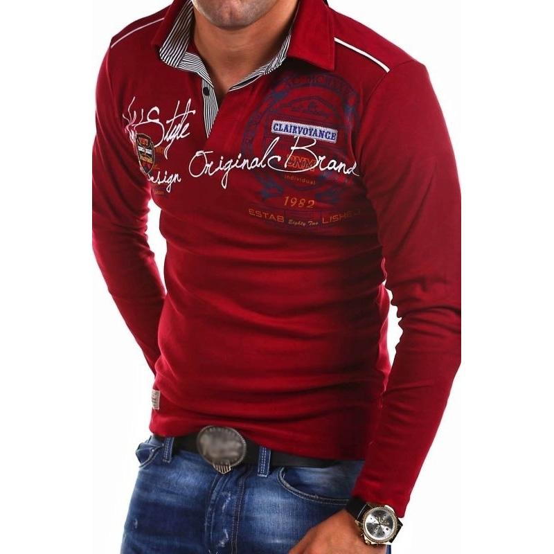 Herren Vintage Langarm Stehkragen Pullover Bedrucktes Langarmshirt