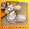 Height-increasing Platform Casual Beach Shoes 2025 Summer and Autumn New French Fashion Bow One-word Slippers Women's Outer Wear