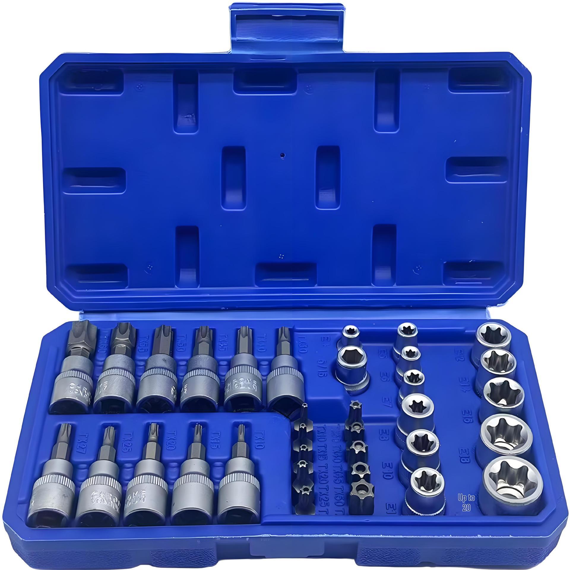 19-Piece Socket Bit Set, Chrome-Vanadium Steel, Imperial, Professional Auto Repair Tools - In Stock