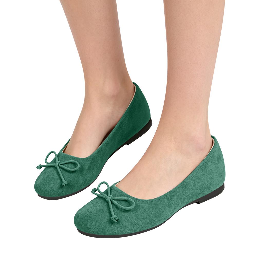 Women Bow Tie Ballet Flats Square Toe Slip On Lightweight Comfortable Casual Flat Shoes for Daily Wear