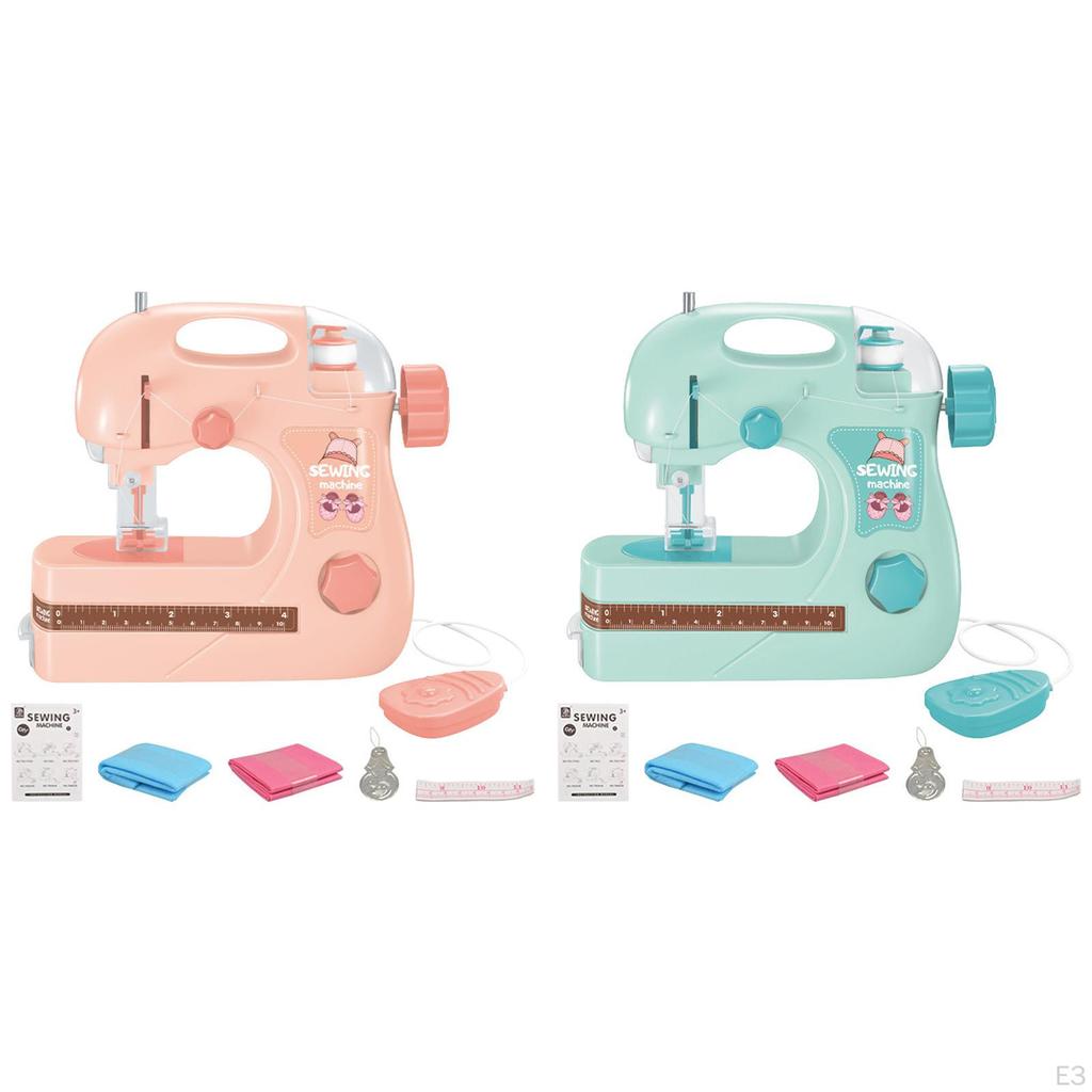 Children Sewing Machine Household Appliance Mini Furniture Toy Mending Battery Operated DIY