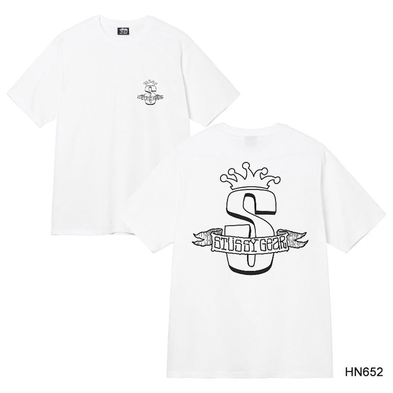 Stussy 2025 Sommer Neues Hochwertiges Rundhals-T-Shirt aus Baumwolle für Männer und Frauen Klassisches Logo mit neuem Musterdruck Paar-T-Shirt