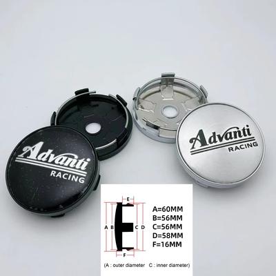 4 Stück 60MM 56MM Auto Radnabendeckel Mit Advanti Racing Logo Emblem Plakette Radkappen Auto Felgenmitte Abdeckung Auto Zubehör