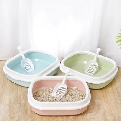 Bac à litière pour chat, bassin portable, amovible, produits de nettoyage pour animaux de compagnie, boîte semi-fermée avec pelle, bac à litière pour chat, fournitures pour chats