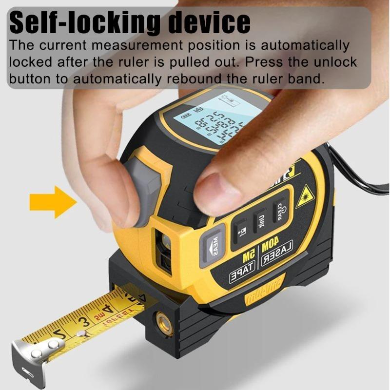 3 in 1 Laser Rangefinder 5M Tape Measure Ruler LCD Display with Backlight Distance Meter Building Measurement Device