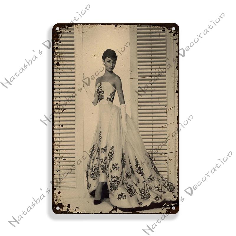 Audrey Hepburn Vintage Metallposter Ein Herz und eine Krone Film Retro Metallschild Rostiges Retro Poster Heim Bar Club Kino Wanddeko