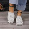 Large size muffin platform single shoes women's new flat bottom round head bow sequins one pedal lazy shoes
