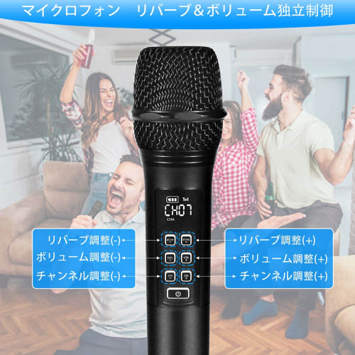Kithouse Wireless Karaoke Microphone Set of 2, Rechargeable, UHF 10-Channel, LED Display, Handheld Dynamic Microphone, Simultaneous Use with Multiple