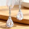 Ladies' Zirconia Synthetic Stone Droplet Shaped Earrings, Vintage Artificial Crystal Pendant Jewelry, Elegant Earrings for Daily Wear