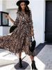 Herbst Winter Langarm V-Ausschnitt Mode Print Langes Kleid Bequem Leicht Hohe Wiedererkennung Elegant Schlankmachend Schmeichelhafte Passform