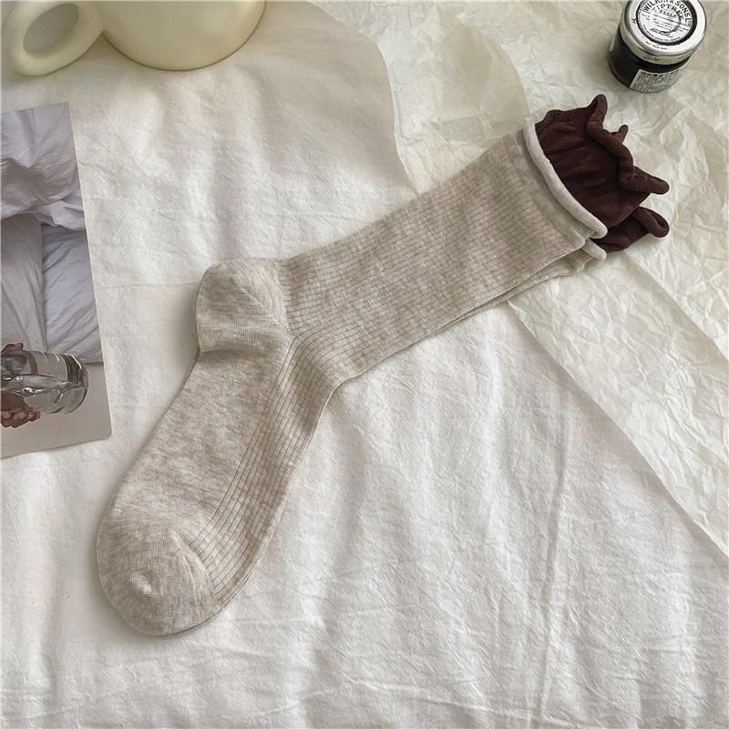 

Весенне-летние персонализированные закатанные носки с двойным швом и контрастным цветом, сетчатые прозрачные шелковистые носки в рубчик, тонкие летние женские 1 pair