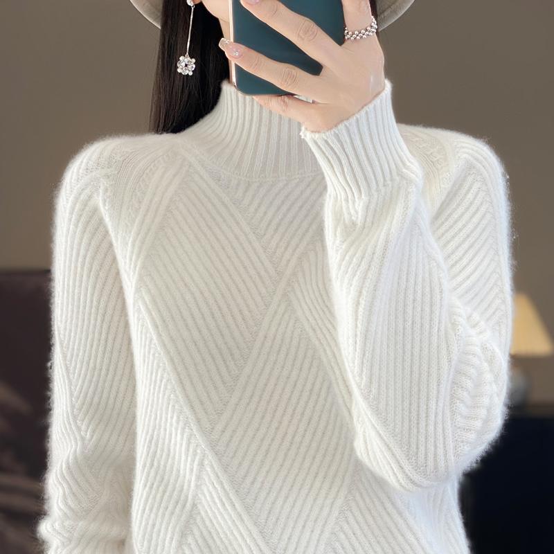 Women's Cashmere Sweater Qinghe Cashmere 30% Cashmere 70% Wool Autumn and Winter Cashmere Pullover Soft and Warm