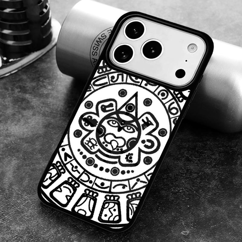 Mayan Calendar Wood Pattern print Phone Case for iPhone 17 16 15 Pro Max Air 14 13 12 11 Plus Shockproof Capa Cover